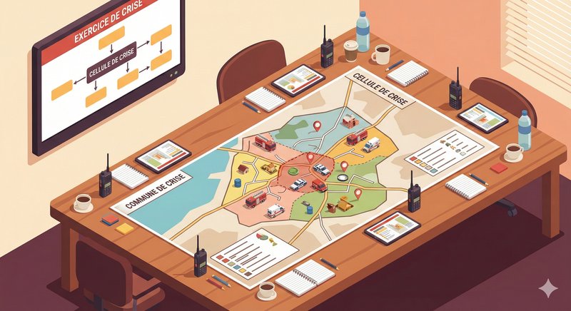 Équipe en exercice de simulation de crise